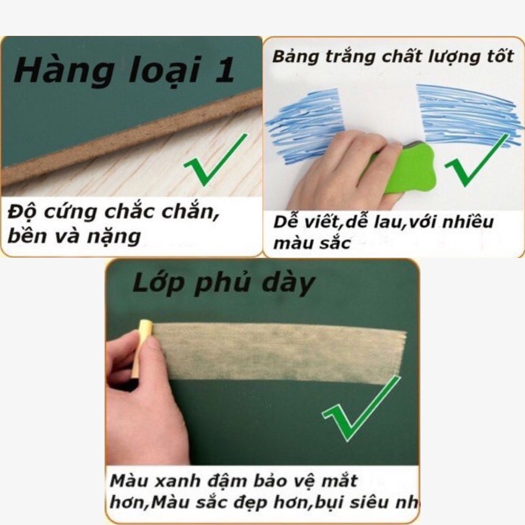 Bảng viết tự xóa Flipchart cho bé thông minh, bảng vẽ 2 mặt 360 độ có mặt xanh và trắng