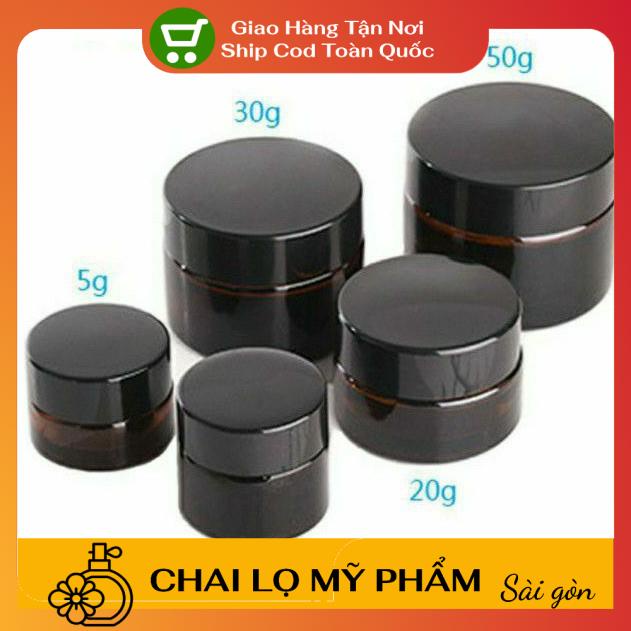 Hủ Đựng Kem ❤ SIÊU RẺ ❤ Hũ đựng kem thủy tinh nâu 30g,50g,100g chiết mỹ phẩm , phụ kiện du lịch