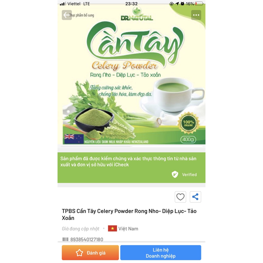 Sữa Bột Cần Tây Rong Nho, Diệp Lục, Tảo Xoắn Organic Nguyên Chất 100%. Bột cần tây Organic