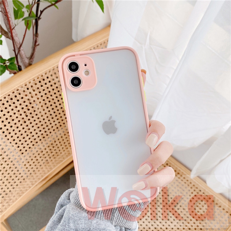 Ốp điện thoại dạng nhám màu macaron bảo vệ camera cho iPhone 6s 6 7 8 Plus iPhone SE 2020 11 Pro Max XR X XS MAX