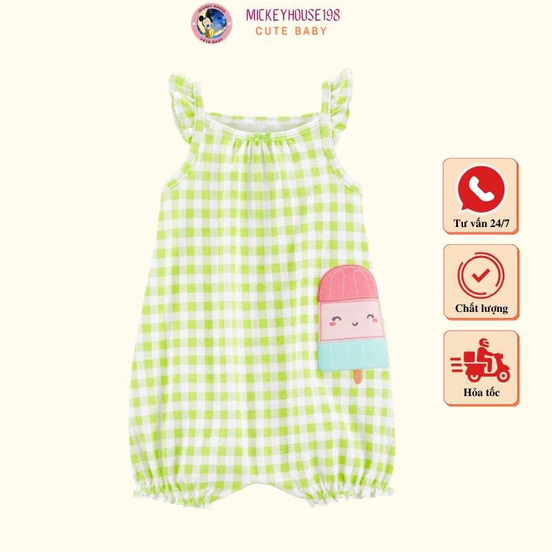 Bộ liền thân đùi cotton cho bé gái