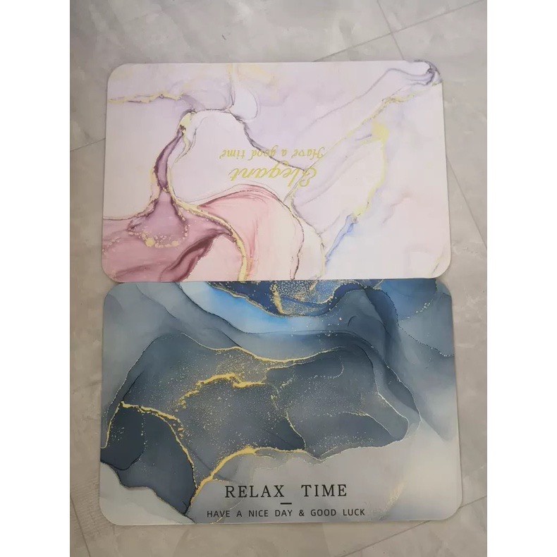 Thảm chùi chân thấm hút nước dạng mềm  họa tiết VÂN ĐÁ, phong cách Châu Âu