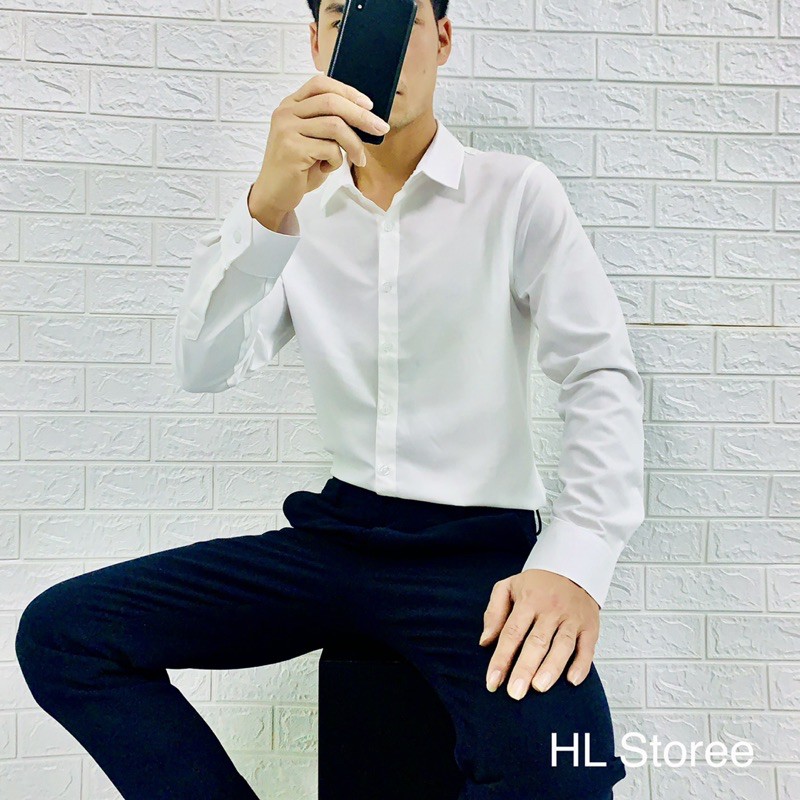 Áo sơ mi nam trơn vải lụa chống nhăn, chống xù | BigBuy360 - bigbuy360.vn