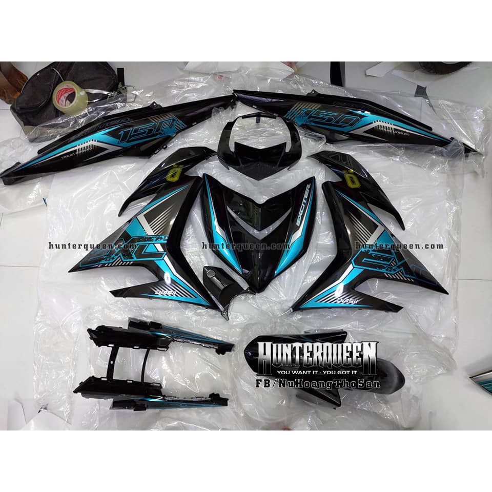 Tem Exciter 150 đen, xanh ngọc. Thay đổi màu sắc và chi tiết theo yêu cầu. Sắc nét, bền màu