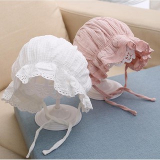 [GIÁ RẺ-HÌNH THẬT] MŨ TIỂU THƯ CHO BÉ GÁI COTTON MỀM VIỀN REN DỄ THƯƠNG