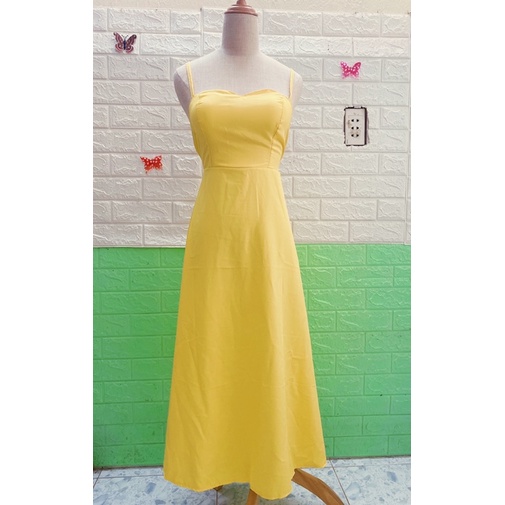 Váy hở lưng 2 dây dáng dài phù hợp đi đi lịch đi chơi đi biển giá rẻ