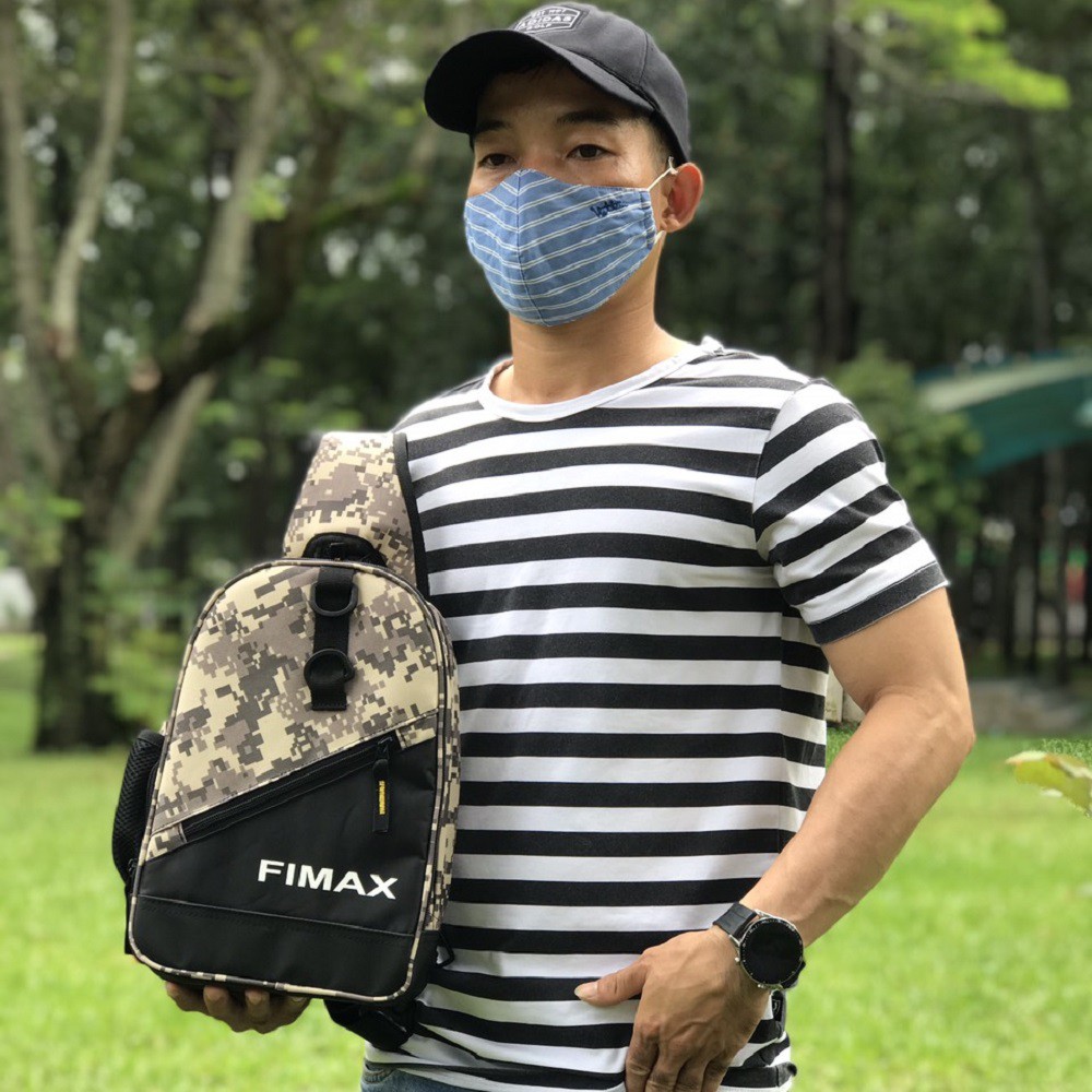 Túi đeo chéo nam 2 ngăn FIMAX loại to, túi đeo chéo 1 quai rằn ri chống nước dùng đi chơi đi phượt câu cá dã ngoại