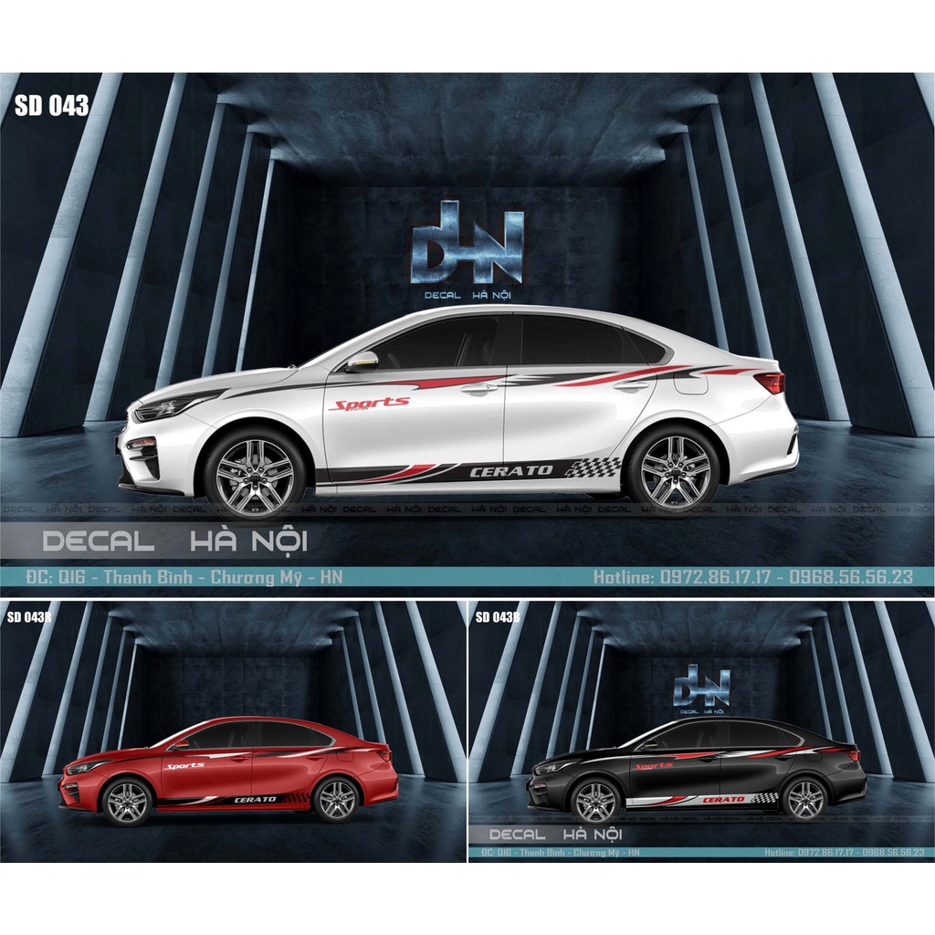 Decal dán sườn trang trí xe hơi - Tem dán sườn oto dòng sedan