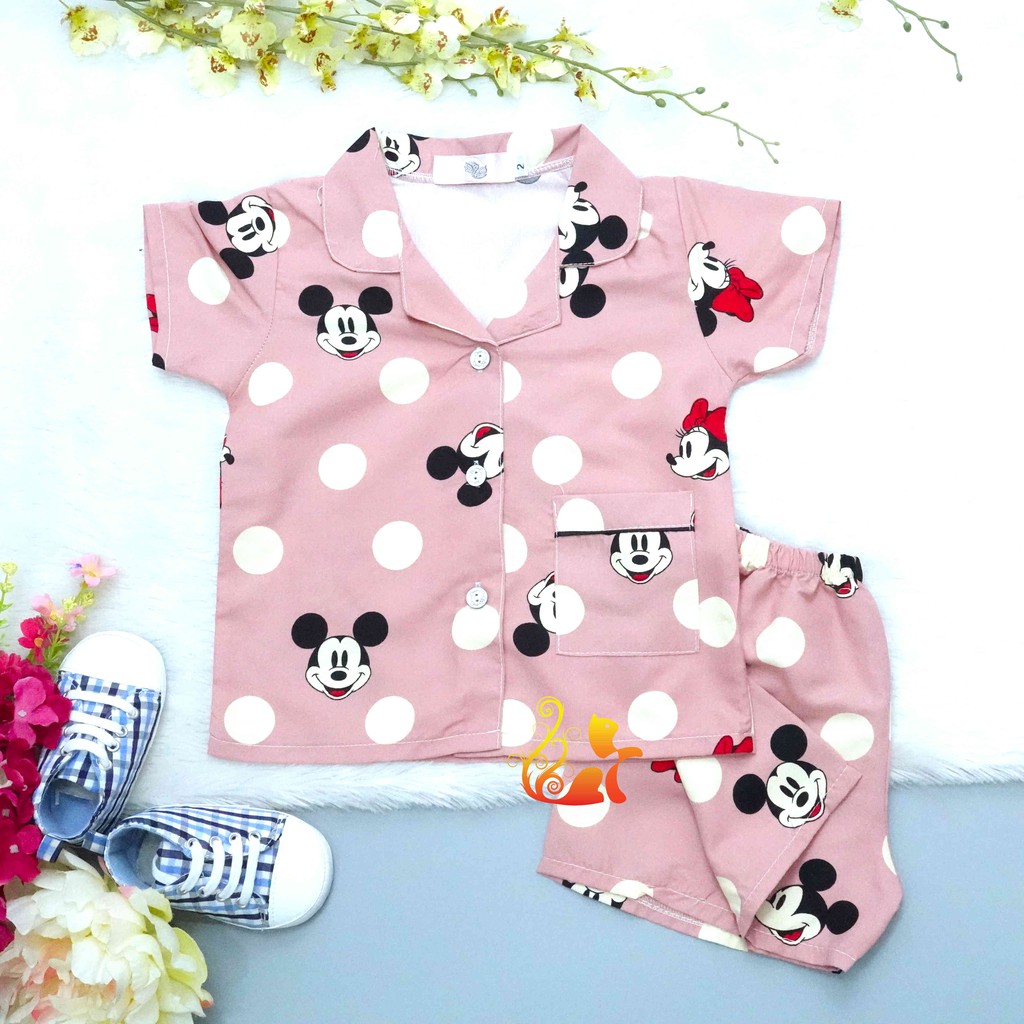 Bộ Đồ &quot;Mít ki chấm bi&quot; Pijama Kate Thái - Cho Bé 8 - 38kg.