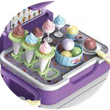 (sẵn) Đồ chơi vali bán kem 62 chi tiết mẫu mới nhất 2021, xếp được thành bàn kem cho bé, quà tặng bé gái