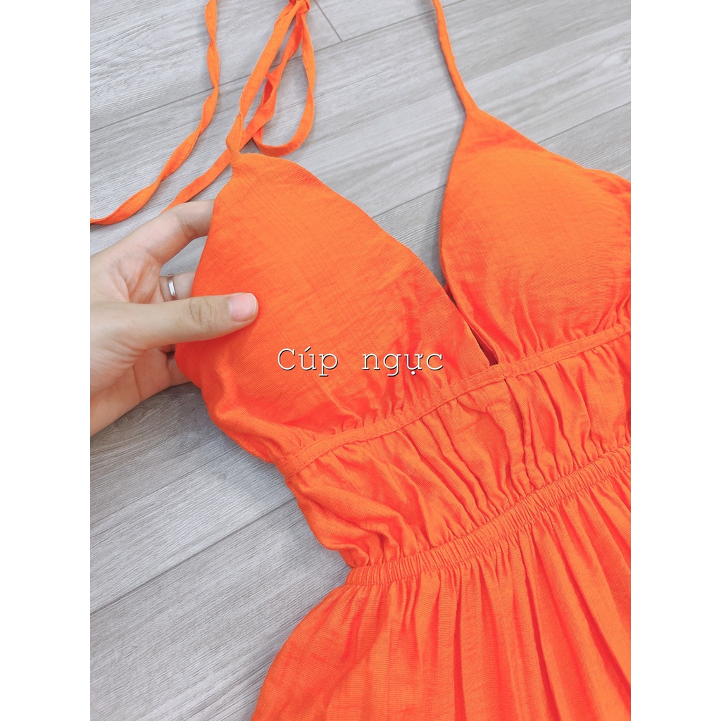 Váy 2s tầng đầm maxi cam 3 tầng xòe chất đũi tơ-Minxy shop | BigBuy360 - bigbuy360.vn