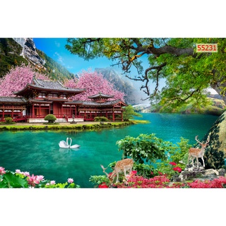 Tranh Dán Tường 3D, Phòng khách- Đã tích hợp sẵn keo- Thiên Nhiên Giao Hòa, 205