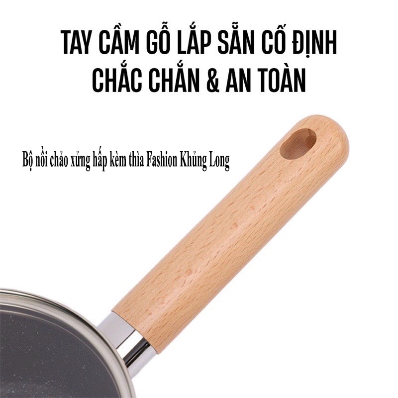 Bộ Nồi Chảo Ăn Dặm Nấu Cháo Bột Kèm Xửng Hấp Cho Bé FASHION Chống Dính Cao Cấp🍒Freeship🍒