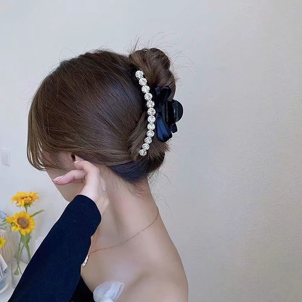 Kẹp Tóc Càng Cua Bằng Nhựa Đính Nơ Phong Cách Hàn Quốc Thanh Lịch Cho Nữ Giá Đỡ