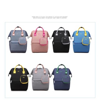 Ba lô Anello loại lớn kèm ví nhỏ, balo pha 2 màu unisex