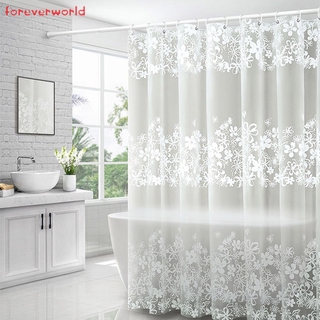 Rèm che nhà tắm PEVA màu trắng trong suốt in hoa bồ công anh có móc chống gỉ