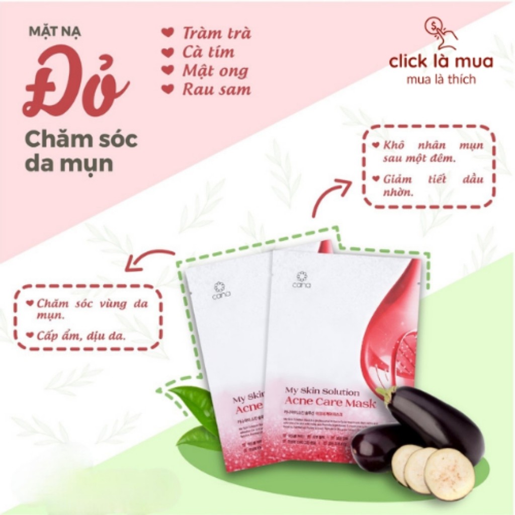 Mặt nạ dưỡng trắng cấp ẩm dịu da Hàn Quốc Cana My Skin Solution da dầu mụn da khô da hỗn hợp lão hoá, nhạy cảm 25g