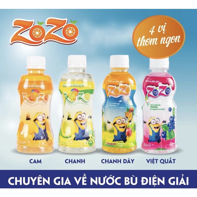 Nước bù điện giải cho bé Zozo, chai 250ml, vị cam, chanh, việt quất