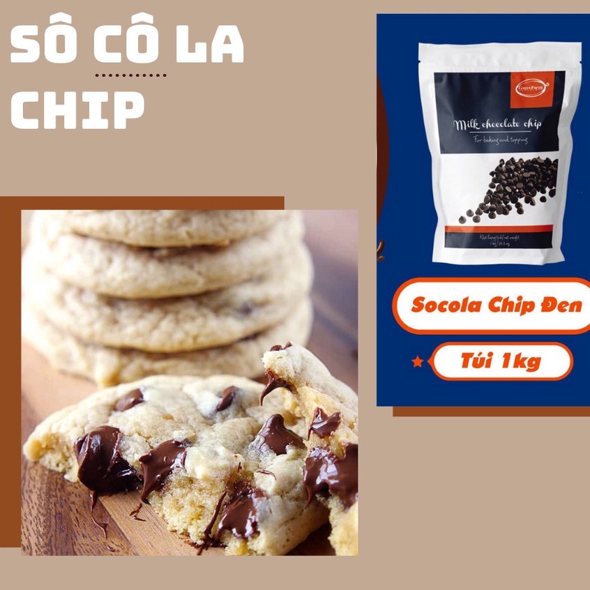 Socola Chip Cao Cấp GANAFARM Màu Đen Dạng Viên Nhỏ Dùng Để Trang Trí Bánh Kẹo Túi Zip 1kg- SD112