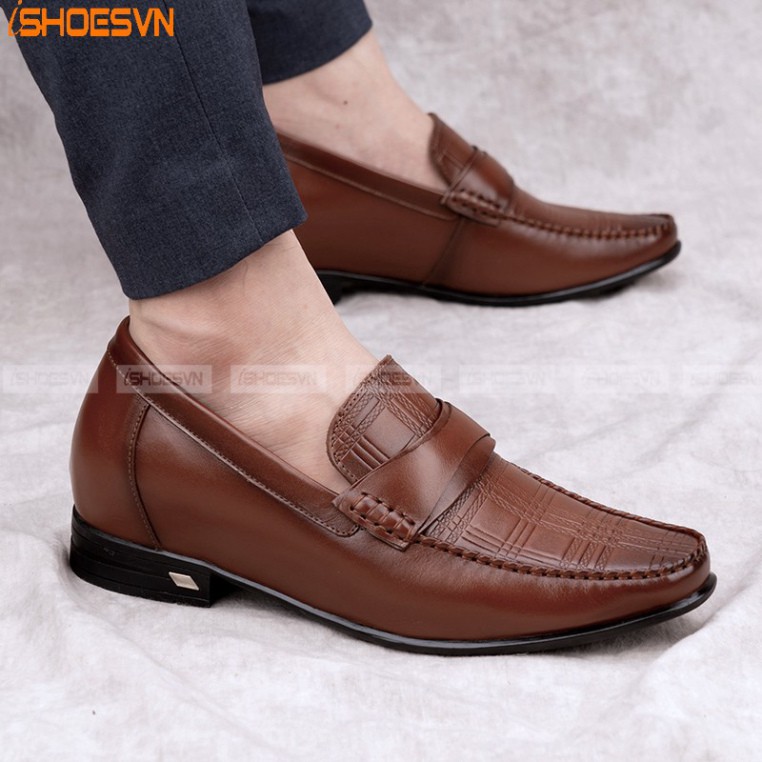 Giày da nam tăng chiều cao ISHOESVN IS218 - Giày lười công sở giày ishoes