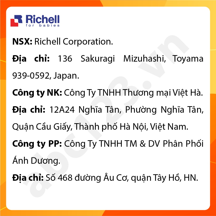 Xúc xắc gặm nướu Richell tròn có dây đeo (cam)