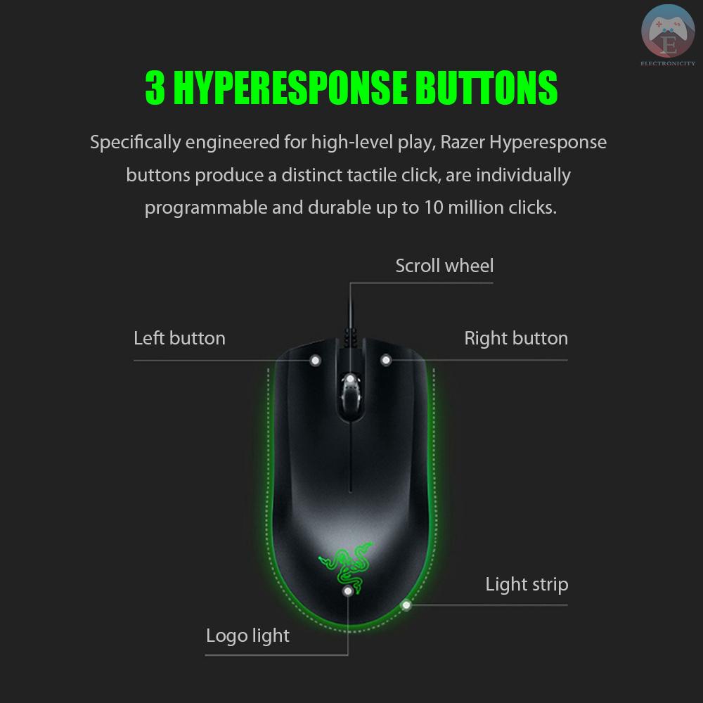 Ĕ  Razer Abyssus Essential Optical Gaming Mouse w/True 7200 DPI Optical Sensor/3 Hyperesponse Buttons Powered by Razer Chroma Ambidextrous Ergonomic Wired Computer Mice for Windows PC Gamers