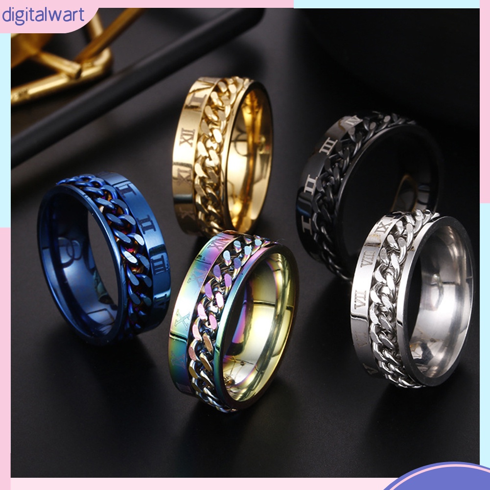 Nhẫn Thép Titan Khắc Số La Mã Thời Trang Cho Nam Và Nữ