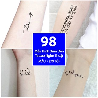 Bộ 98 Mẫu Hình Xăm Dán, Hình Xăm Tattoo Cao Cấp Combo 30 Tờ - Mẫu F