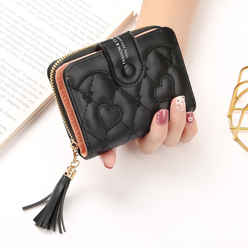 Ví Ngắn Nữ Cầm Tay Cao Cấp Thiết Kế Thanh Lịch Trái Tim V563 Dáng Sang Trọng - Hazo