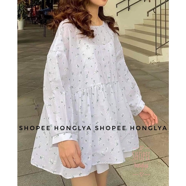 Áo babydoll hoa nổi phong cách ullzzang