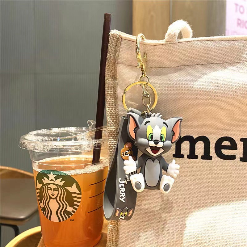 Móc Khóa Hình Mèo Và Chuột Hoạt Hình Sáng Tạo