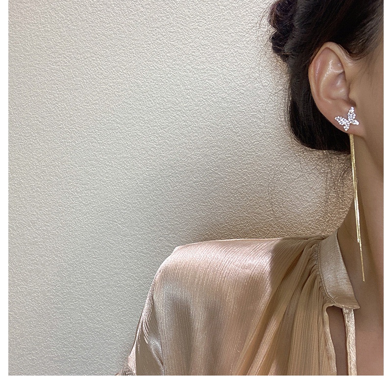 Bông Tai Hình Bướm Phối Tua Rua Thiết Kế Đơn Giản Phong Cách Hàn Quốc Mới 2021