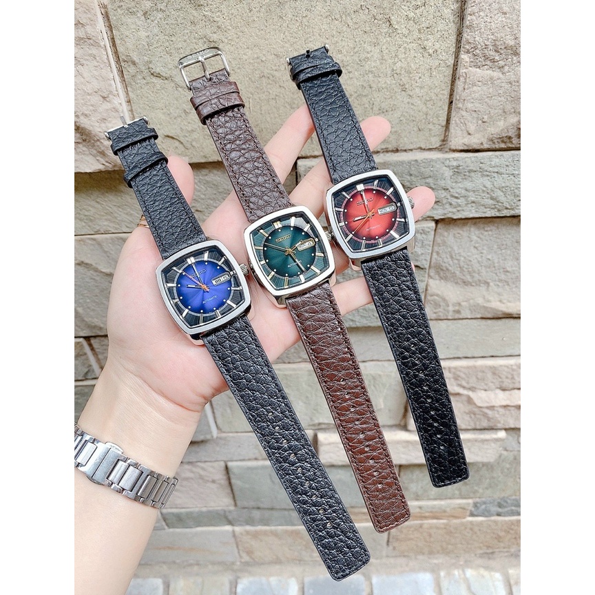 Đồng hồ nam seiko recraft automatic mặt vuông- dây da - size 40mm