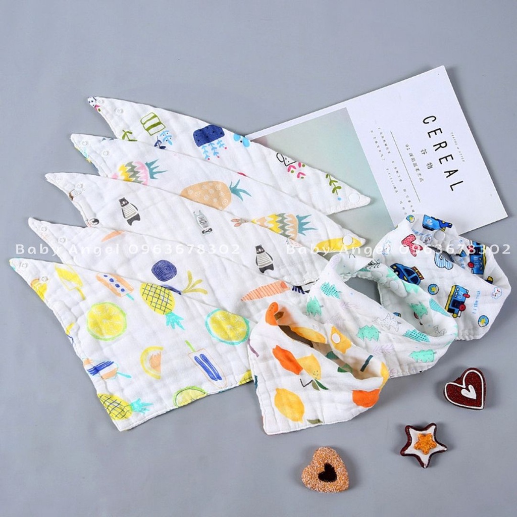 [𝑭𝒓𝒆𝒆𝒔𝒉𝒊𝒑] Khăn yếm Organic cho bé 2 nấc cúc bấm, bé sơ sinh, siêu mềm mại, siêu thấm hút, 0-3t