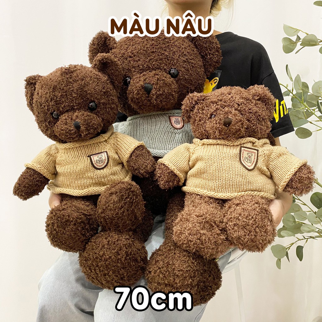 Gấu Bông Teddy Head Tales nhồi bông gòn cao cấp lông xoắn mịn an toàn cho bé Cỡ nhỏ 30 cm  - 40 cm