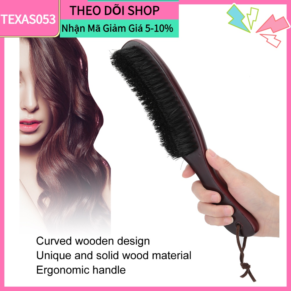 [Hàng mới về] Cọ chải râu tóc thẳng loại bỏ bụi bẩn tay cầm bằng gỗ hình dạng cong dành cho salon【Texas053】