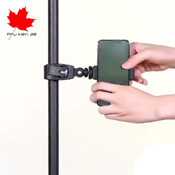 Kẹp điện thoại gắn ngang giá đỡ 3 chân cây livestream dùng cho 1 - 3 điện thoại gắn cây tripod