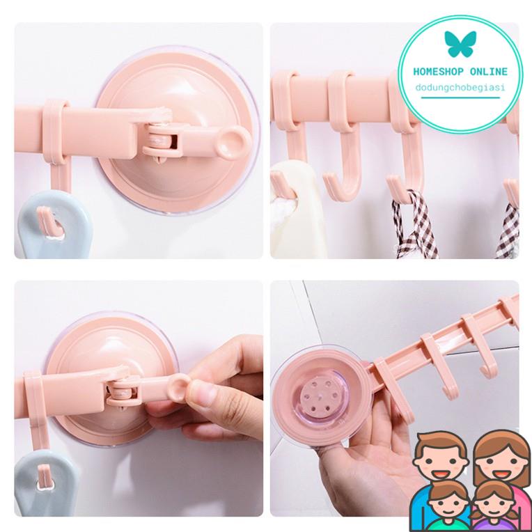 Móc treo đồ nhà tắm nhà bếp hút chân không 6 móc