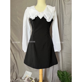 VÁY ĐEN PHỐI CỔ PETER TRẮNG CÔNG SỞ - GD237