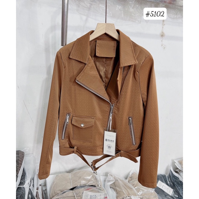 Áo khoác da nhung vân chìm ô  hàng QCL1