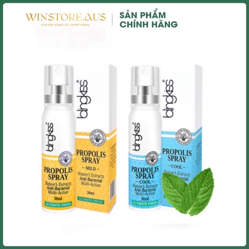 Xịt Họng Keo Ong Blingkiss Propolis Spray Ultimate Fresh 30ml Giảm Ho Nhiệt Miệng Cho Hơi Thở Thơm Tho