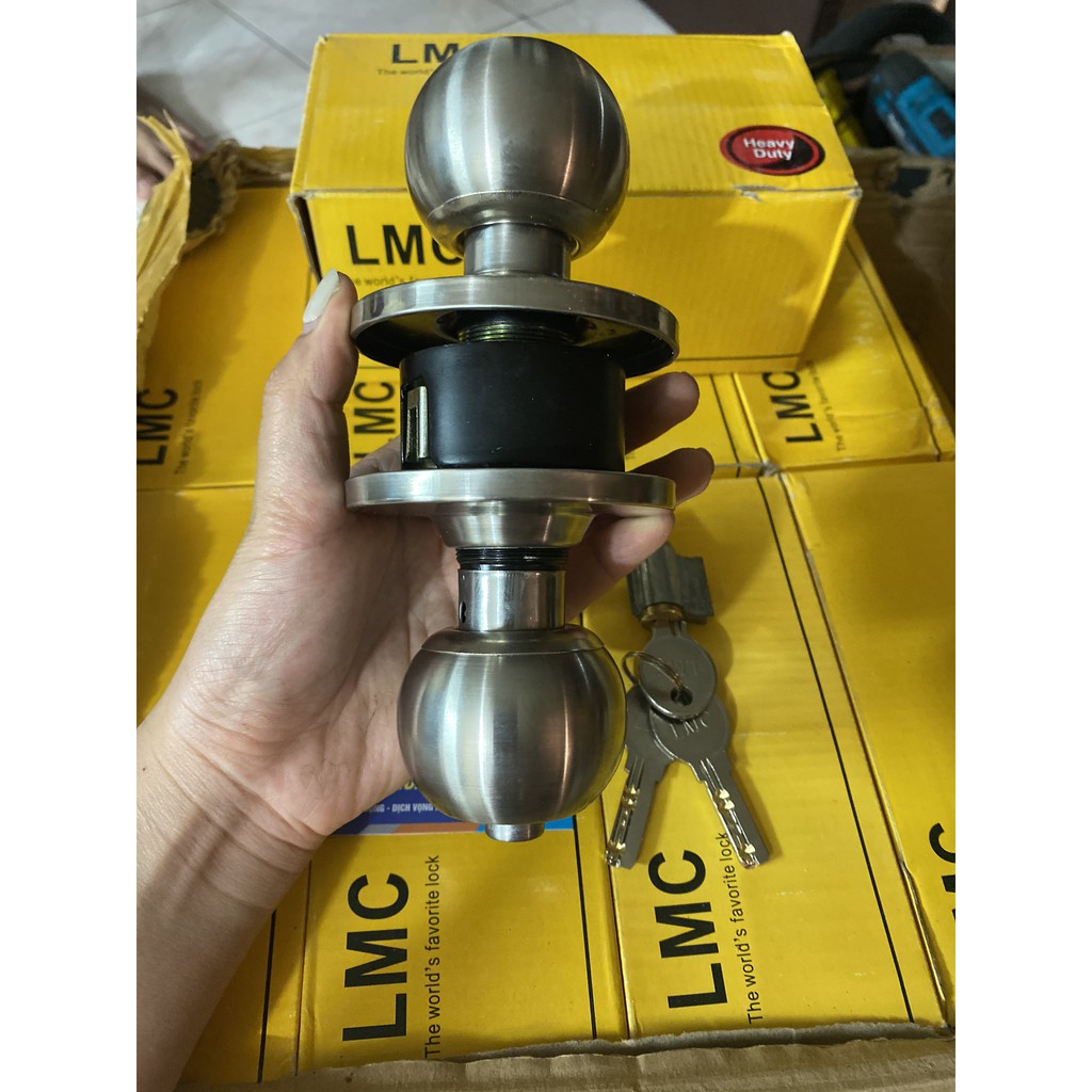 [RẺ VÔ ĐỊCH] Khóa đấm tay nắm tròn inox 304 thương hiệu LMC cò 5cm tiêu chuẩn, hàng cao cấp