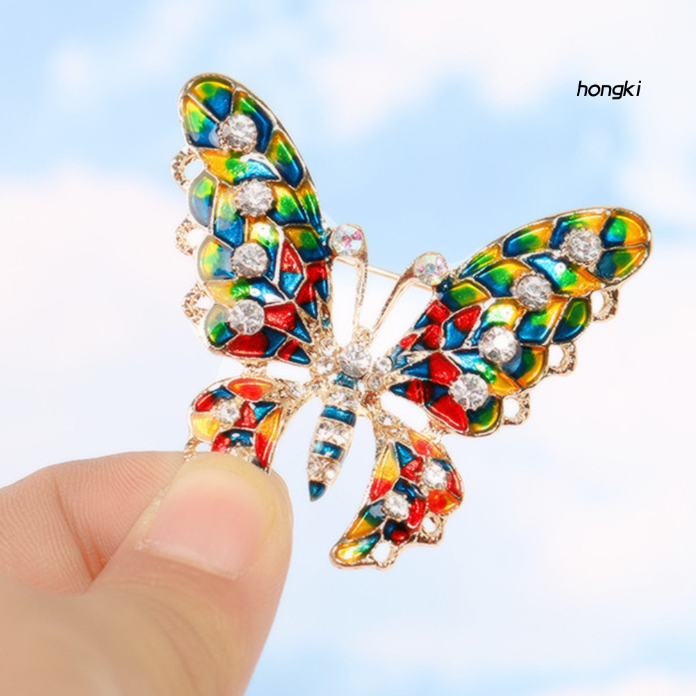 BUTTERFLY Ghim Cài Áo Hình Bươm Bướm Đính Đá Nhân Tạo Thời Trang Cho Nữ