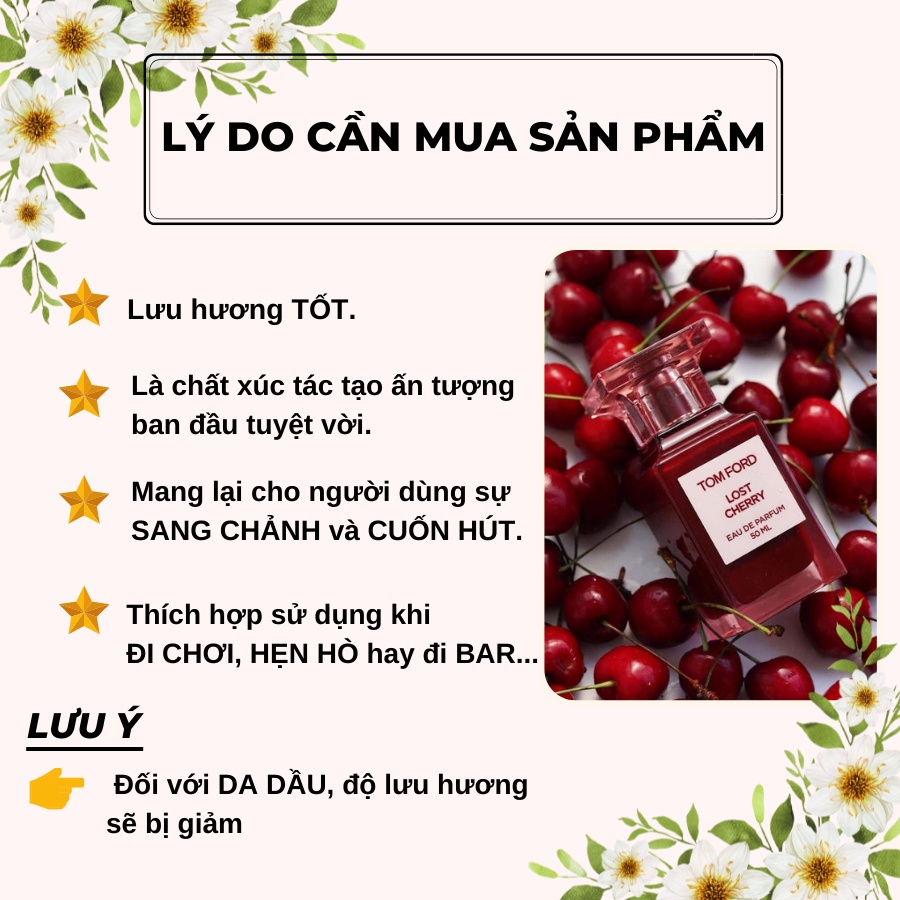 Nước hoa nam nữ Unisex Tom Ford Lost Cherry EDP 100ml - Hương thơm ngọt ngào mọng nước như trái cherry