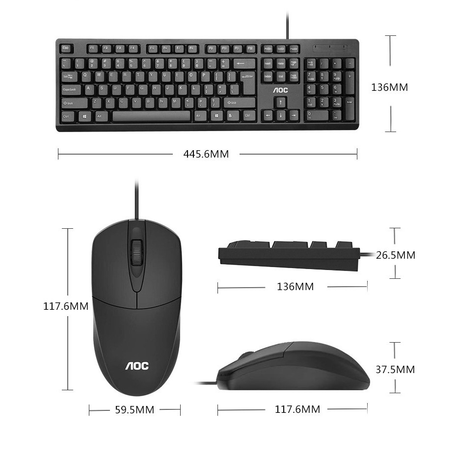 [XẢ KHO] COMBO bàn phím chuột có dây AOC KM160, nhựa chất lượng cao, bền bỉ | BigBuy360 - bigbuy360.vn