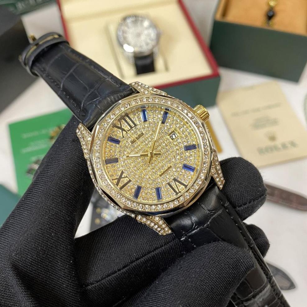 Đồng hồ nam Role đính đá full box dây da - bảo hành 12 tháng DH515 shop105 | BigBuy360 - bigbuy360.vn