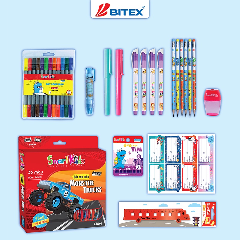 Bộ dụng cụ học tập Smartkids dành cho bé tiểu học lớp 1 đến lớp 5 Bé Trai Bé Gái