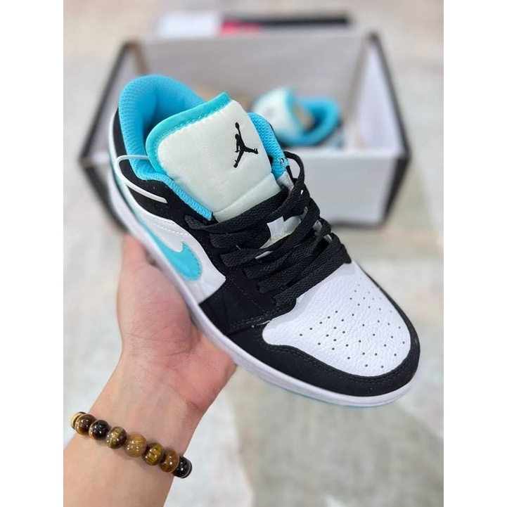 Giày Jordan xanh ngọc cổ thấp nam nữ bản đẹp, Sneaker JD1 low Jordan đen kẻ xanh ngọc cực xinh full box 2022