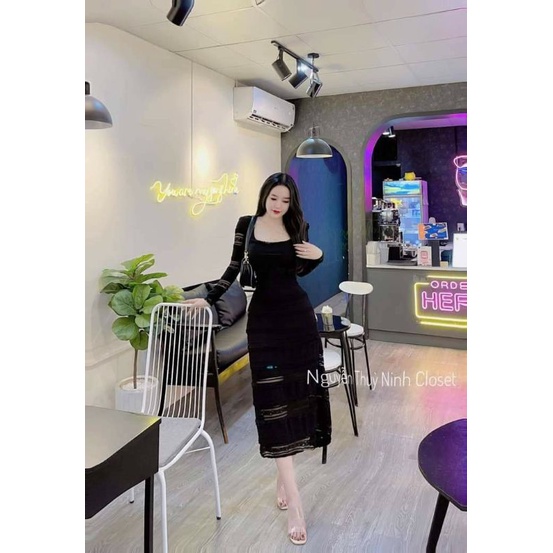 🌿🌿Váy body ren dài tay dáng dài sang chảnh❤❤