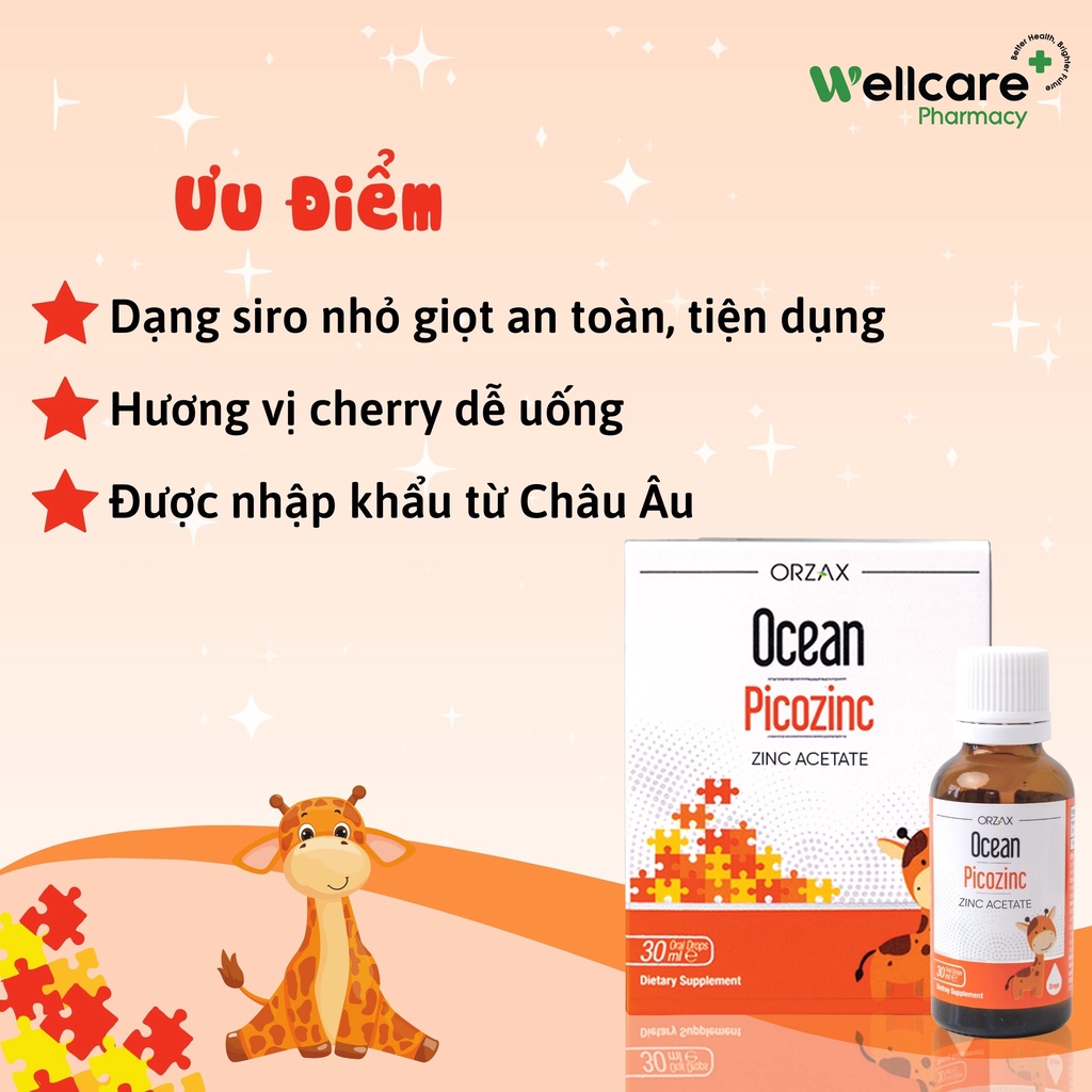 Ocean Picozinc  – lọ 30ml Bổ sung kẽm cho trẻ dạng siro nhỏ giọt